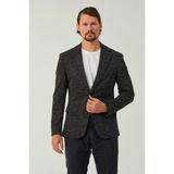 Erkek Slim Fit Blazer Ceket Siyah Desenli - 6 Drop - 56
