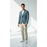 Erkek Slim Fit Blazer Ceket Tek Düğmeli Çift Yırtmaçlı Torba Cepli Yarım Astarlı
