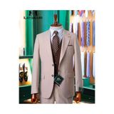 Erkek Slim Fit Blazer Takım Elbise, Bej, Pamuklu, Standart Boy, Beden 50
