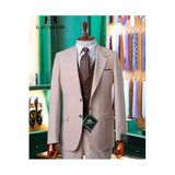 Erkek Slim Fit Blazer Takım Elbise, Bej, Pamuklu, Standart Boy, Beden 50