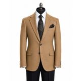 Erkek, Slim Fit Blazer Takım Elbise, İki Düğmeli, Klasik Yaka, Resmi ve Günlük Kullanım (2, Kahverengi, 52)