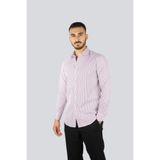 Erkek Slim Fit Çizgi Desenli Pamuklu Uzun Kollu Mavi-Kırmızı Gömlek 25413060CF-V91