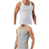 Erkek Slim Fit Dar Kalıp Likralı Penye Sporcu Atleti(Rambo Atleti) (2, BEYAZ - GRİ, M)