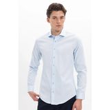 Erkek Slim Fit Dar Kesim %100 Pamuk Koton Saten Premium Seri Mavi Gömlek