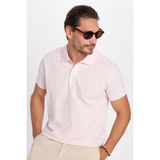 Erkek Slim Fit Dar Kesim %100 Pamuk Pembe Polo Yaka Tişört