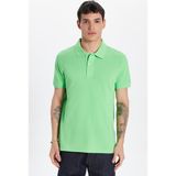 Erkek Slim Fit Dar Kesim %100 Pamuk Yeşil Polo Yaka Tişört - 2XL