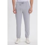 Erkek Slim Fit Dar Kesim Beli Bağcıklı 3 Cepli Geniş Paça Gri Eşofman Altı