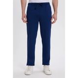 Erkek Slim Fit Dar Kesim Beli Bağcıklı 3 Cepli Geniş Paça Lacivert Eşofman Altı