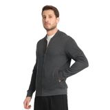 Erkek Slim Fit Dar Kesim Dik Yaka Uzun Fermuarlı Düz Hırka Antrasit 2XL
