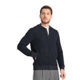 Erkek Slim Fit Dar Kesim Dik Yaka Uzun Fermuarlı Düz Hırka Lacivert M