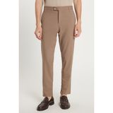 Erkek Slim Fit Dar Kesim Esnek Yan Cepli Bilek Boy Canvas Kesim Kahverengi Pantolon