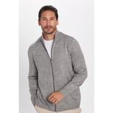 Erkek Slim Fit Dar Kesim Gri Dik Yaka Fermuarlı Düz Hırka