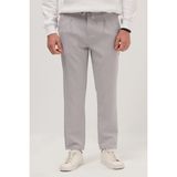 Erkek Slim Fit Dar Kesim Lastikli Bağcık Detaylı Gri Pantolon