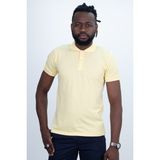 Erkek Slim Fit Dar Kesim Nefes Alan Kumaş Polo Yaka Tişört - Açık Sarı - XL