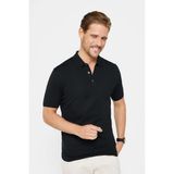 Erkek Slim Fit Dar Kesim Pamuklu Örme Triko Siyah Polo Yaka Tişört