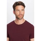 Erkek Slim Fit Dar Kesim Pamuklu Yumuşak Doku Likralı Esnek Kumaş Basic Bordo Bisiklet Yaka Tişört