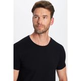 Erkek Slim Fit Dar Kesim Pamuklu Yumuşak Doku Likralı Esnek Kumaş Basic Siyah Bisiklet Yaka Tişört