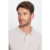 Erkek Slim Fit Dar Kesim Pamuklu Yumuşak Doku Nefes Alan Kumaş Kıvrılmaz Yaka Gri Polo Yaka Tişört - XS