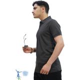 Erkek Slim Fit Dar Kesim Pamuklu Yumuşak Doku Nefes Alan Kumaş Kıvrılmaz Yaka Haki Polo Yaka Tişört Antrasit - XL