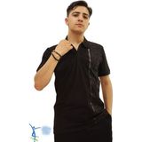Erkek Slim Fit Dar Kesim Pamuklu Yumuşak Doku Nefes Alan Kumaş Kıvrılmaz Yaka Haki Polo Yaka Tişört Siyah - 2XL