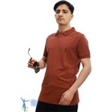 Erkek Slim Fit Dar Kesim Pamuklu Yumuşak Doku Nefes Alan Kumaş Kıvrılmaz Yaka Haki Polo Yaka Tişört Tarçın Siyah