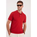 Erkek Slim Fit Dar Kesim Pamuklu Yumuşak Dokulu Serin Tutan Kumaş Düz Pike Bordo Polo Yaka Tişört