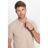 Erkek Slim Fit Dar Kesim Pamuklu Yumuşak Dokulu Serin Tutan Kumaş Düz Pike Taş Renk Polo Yaka Tişört