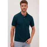 Erkek Slim Fit Dar Kesim Pamuklu Yumuşak Dokulu Serin Tutan Kumaş Düz Pike Yeşil Polo Yaka Tişört