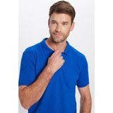 Erkek Slim Fit Dar Kesim Pamuklu Yumuşak Dokulu Serin Tutan Kumaş Düz Saks Mavi Polo Yaka Tişört - XL