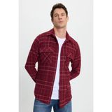 Erkek Slim Fit Dar Kesim Spor Yaka Çift Cep Kapaklı Kareli Gömlek