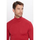 Erkek Slim Fit Dar Kesim Tam Boğazlı Yaka Düz Yün Kırmızı Triko Kazak