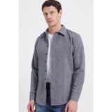Erkek Slim Fit Dar Kesim Uzun Kollu Düz Kışlık Oduncu Gri Gömlek