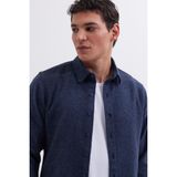 Erkek Slim Fit Dar Kesim Uzun Kollu Düz Kışlık Oduncu Lacivert Gömlek