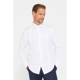 Erkek Slim Fit Dar Kesim Uzun Kollu Pamuklu Düz Beyaz Spor Yaka Gömlek