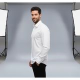 Erkek Slim Fit Dar Kesim Uzun Kollu Poplin Gömlek - Beyaz