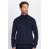 Erkek Slim Fit Dar Kesim Yumuşak Dokulu Tüylenmeyen Lacivert Tam Balıkçı Yaka Triko Kazak