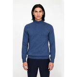 Erkek Slim Fit Dik Yaka Basic Triko Kazak Soğuk Havalarda Konforlu ve Rahat Bir Tarz Sunar -Indigo-L