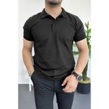 Erkek Slim Fit Düz Renk Pamuklu Soft Polo Tişört Siyah EDW365