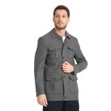 Erkek Slim Fit Kumaş Trençkot Mont Fermuarlı-Düğmeli Gri 60