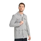 Erkek Slim Fit Kumaş Trençkot Mont Fermuarlı-Düğmeli Lacivert 50