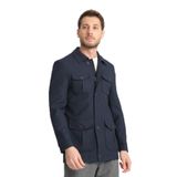 Erkek Slim Fit Kumaş Trençkot Mont Fermuarlı-Düğmeli Lacivert 58