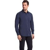 Erkek Slim Fit Logo Göğsünde ve Sırtında Logo Detaylı Uzun Kollu Lacivert Gömlek 26413802-013