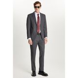 Erkek Slim Fit Mono Yaka Likralı Esnek Kumaş Füme Takım Elbise