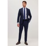Erkek Slim Fit Mono Yaka Likralı Esnek Kumaş Lacivert Takım Elbise