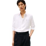 Erkek Slim Fit Nem Kontrol Özellikli Oxford Pike Dokuma Kumaş Uzun Kollu Beyaz Gömlek MW0MW40516-YBR