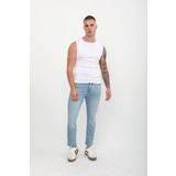 Erkek Slim Fit Normal Bel Düz Kesim Dar Paça Likralı Açık Mavi Jean Pantolon