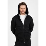 Erkek Slim Fit Örgü 3 Iplik Fermuarlı Polar Hırka Siyah - 000-Siyah - 2XL