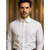 Erkek Slim Fit Pamuk Saten Dar Kesim Beyaz Pamuklu Gömlek - XL