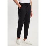 Erkek Slim Fit Pamuklu Beli Bağlamalı Yan Cepli Katlamalı Paça Jogger Siyah pantolon
