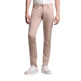 Erkek Slim Fit Pamuklu Dar Paça Deri Logo Etiketli Bej Jeans EM000121 AF22611-U1041